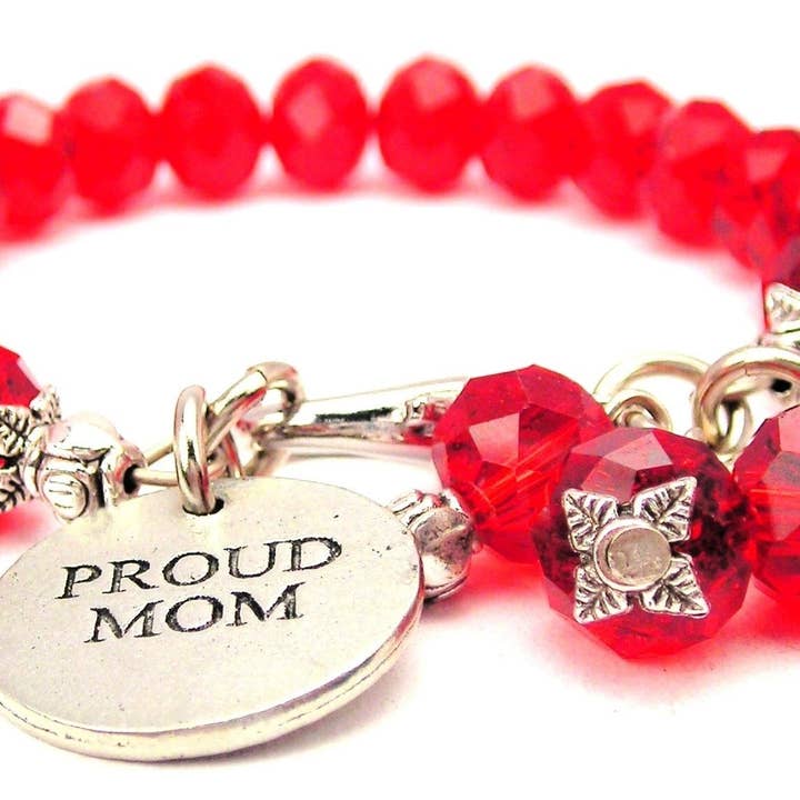 Proud Mom Splash of Color Crystal Bracelet for wholesale by Chubby Chico Charms