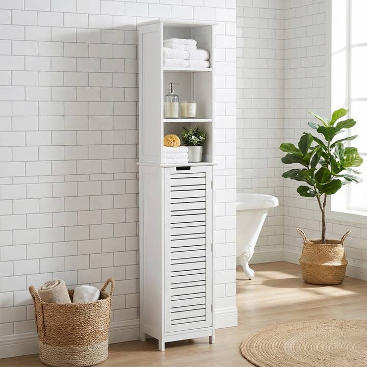 Tall White Storage Cabinet – Miami for wholesale by Evideco French Home Goods