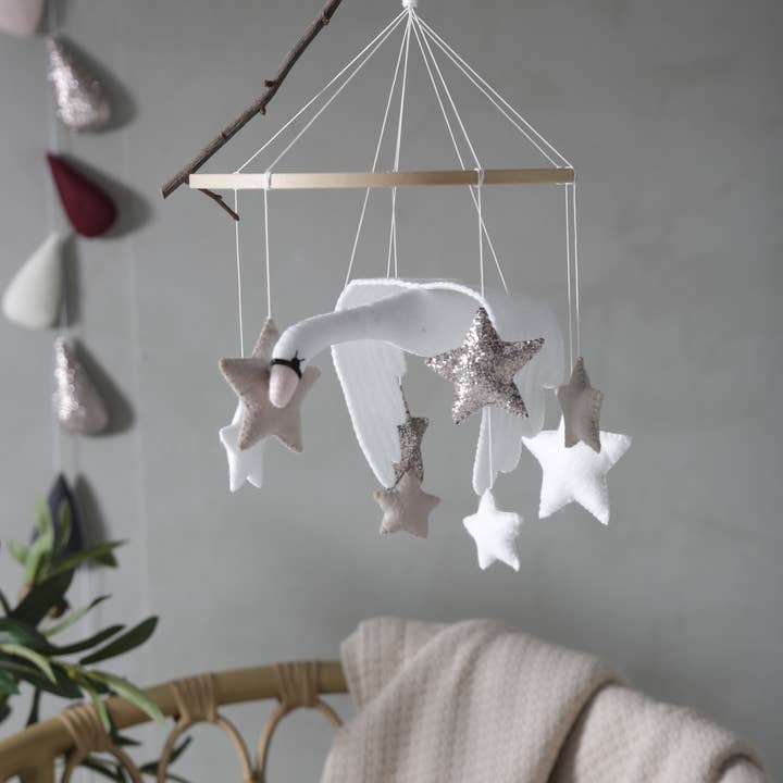 2 Stories - Wholesale Baby Mobile - SWAN baby mobile, bird, gift, girl, hanging, neutral