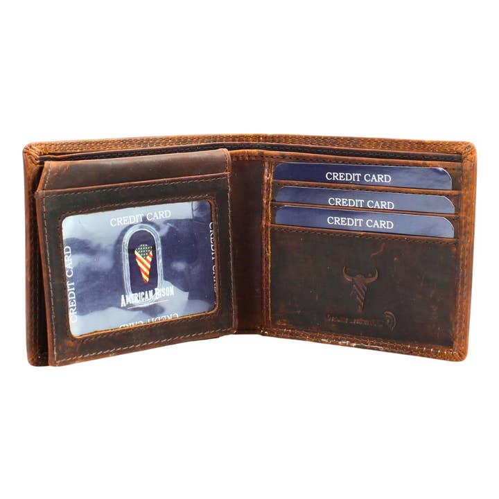 Leather Impressions Inc - Wholesale Wallet - Men's - Oil Pull Up Embossed Steer Bifold Wallet ABB 00610