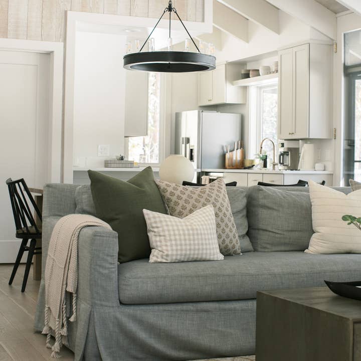 Linen & James - Wholesale Throw pillow cover - Roe | Ivory Tan Gingham Pillow Cover3