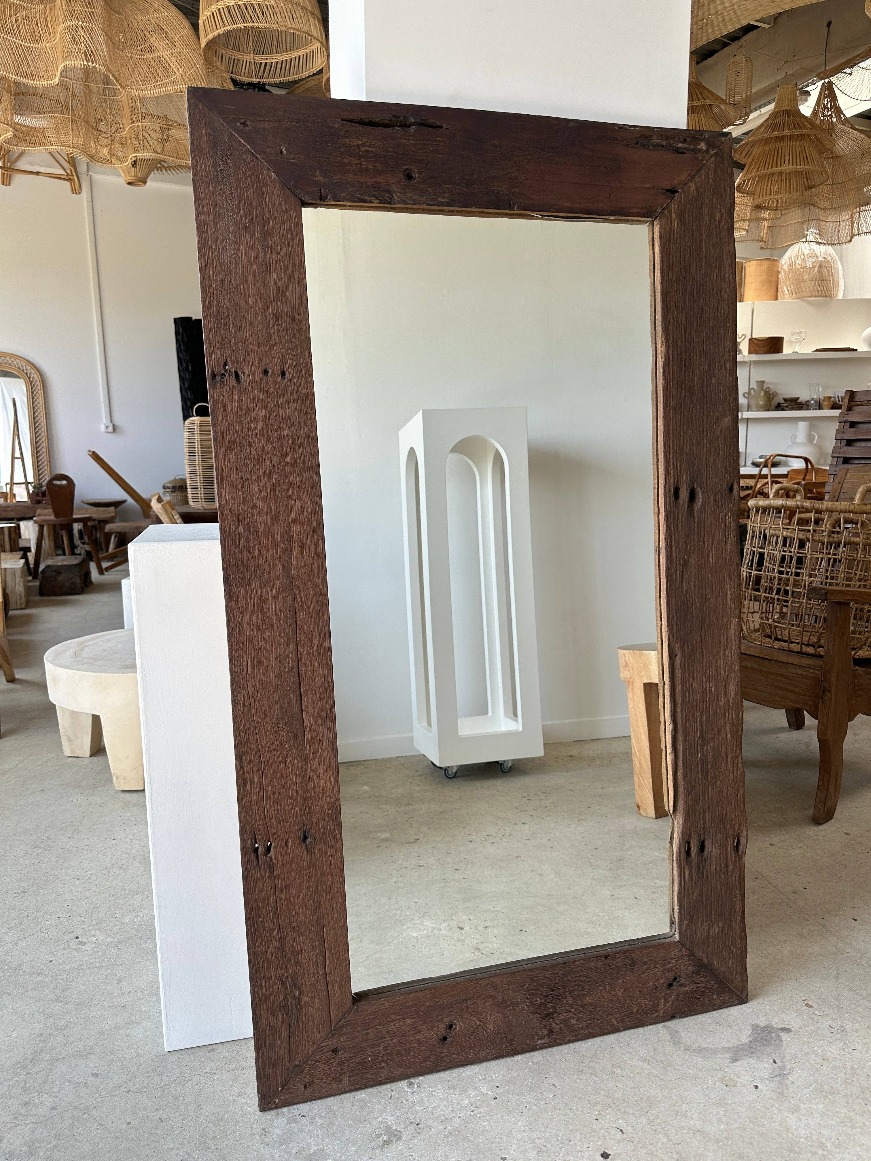 Office Objets - Wholesale Wall Mirror - Mirror with exotic brutalist old iron wood frame H:139cm74