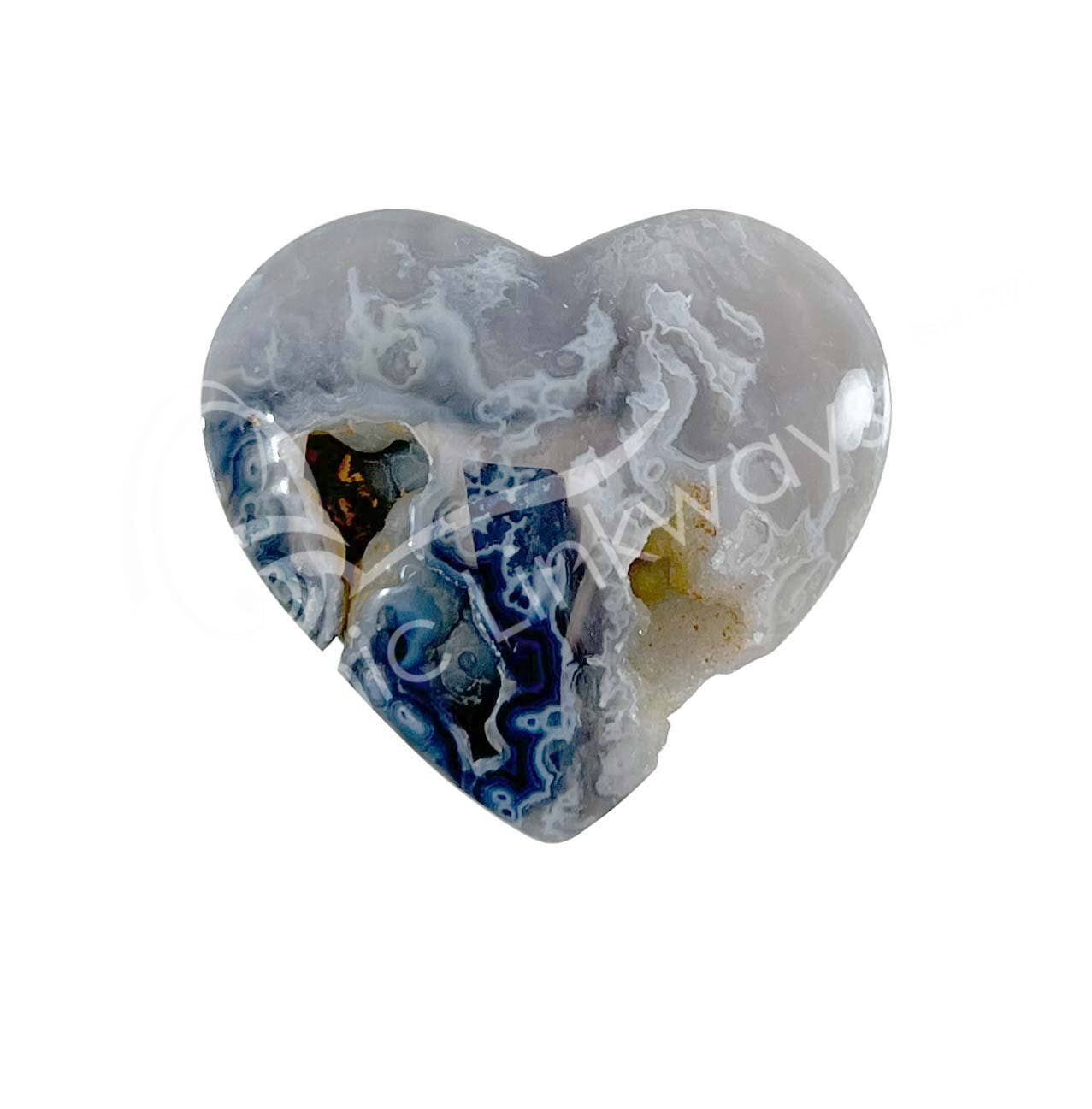Oceanic Linkways Inc - Wholesale Spiritual Stone/Crystal - (PC)HEART - AGATE, BLUE 1.75-2"0