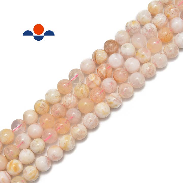 White Sakura Quartz Smooth Round Beads Size 8mm 9mm 10mm 15.5" Strand for wholesale by CRCBEADS