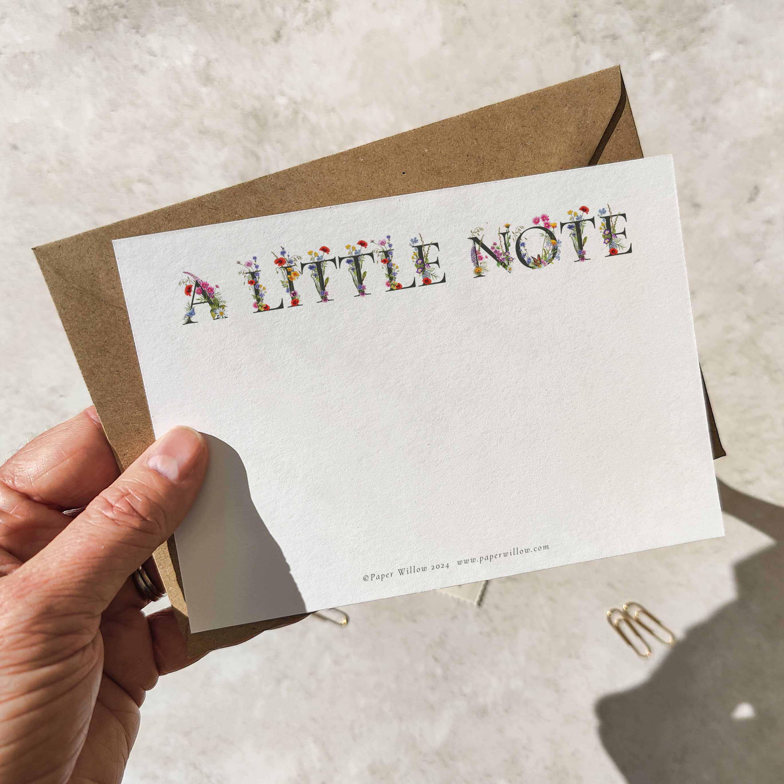 Paper Willow – wholesale Stationery/notecard set – A Little Note Notelets and Envelopes Set of 6 Cards1