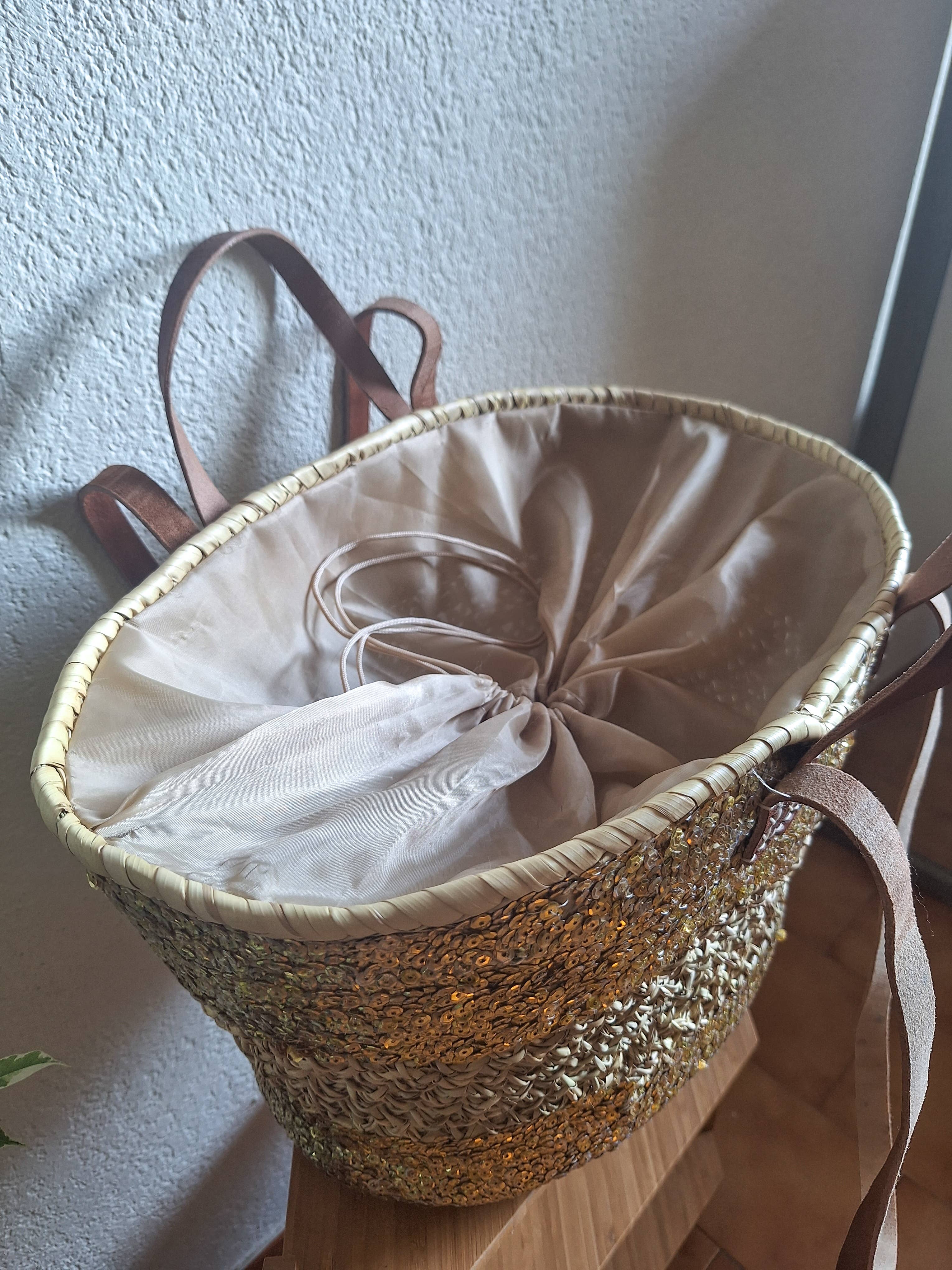 LeBazare - Wholesale Beach Bag - Straw tote bag embroidered with golden sequins7