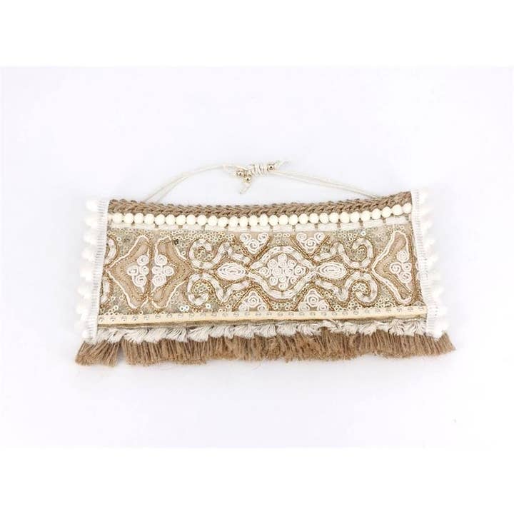 Geborduurd enkelbandje in boho-stijl met franje voor wholesale door Gypsea Beach Club