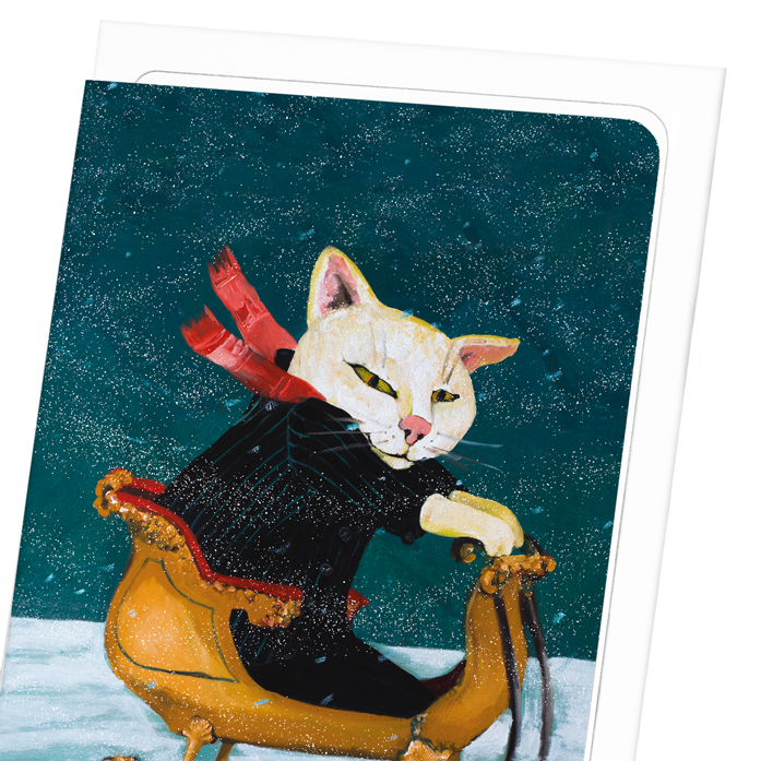 Ezen Trade - Wholesale Christmas Card - CAT ON A SLEIGH: Greeting Card2