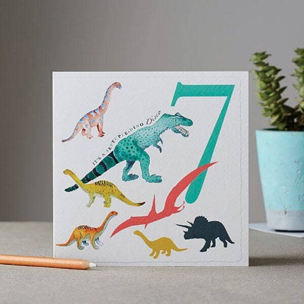 7-Dino Greeting Card for Kids for wholesale by Deckled Edge Ltd