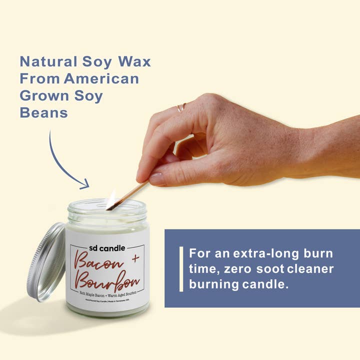 Silver Dollar Candleworks LLC - Wholesale Jar/Filled Candle - Bacon & Bourbon Scented Candle - 9/16oz Glass Jar Candle3