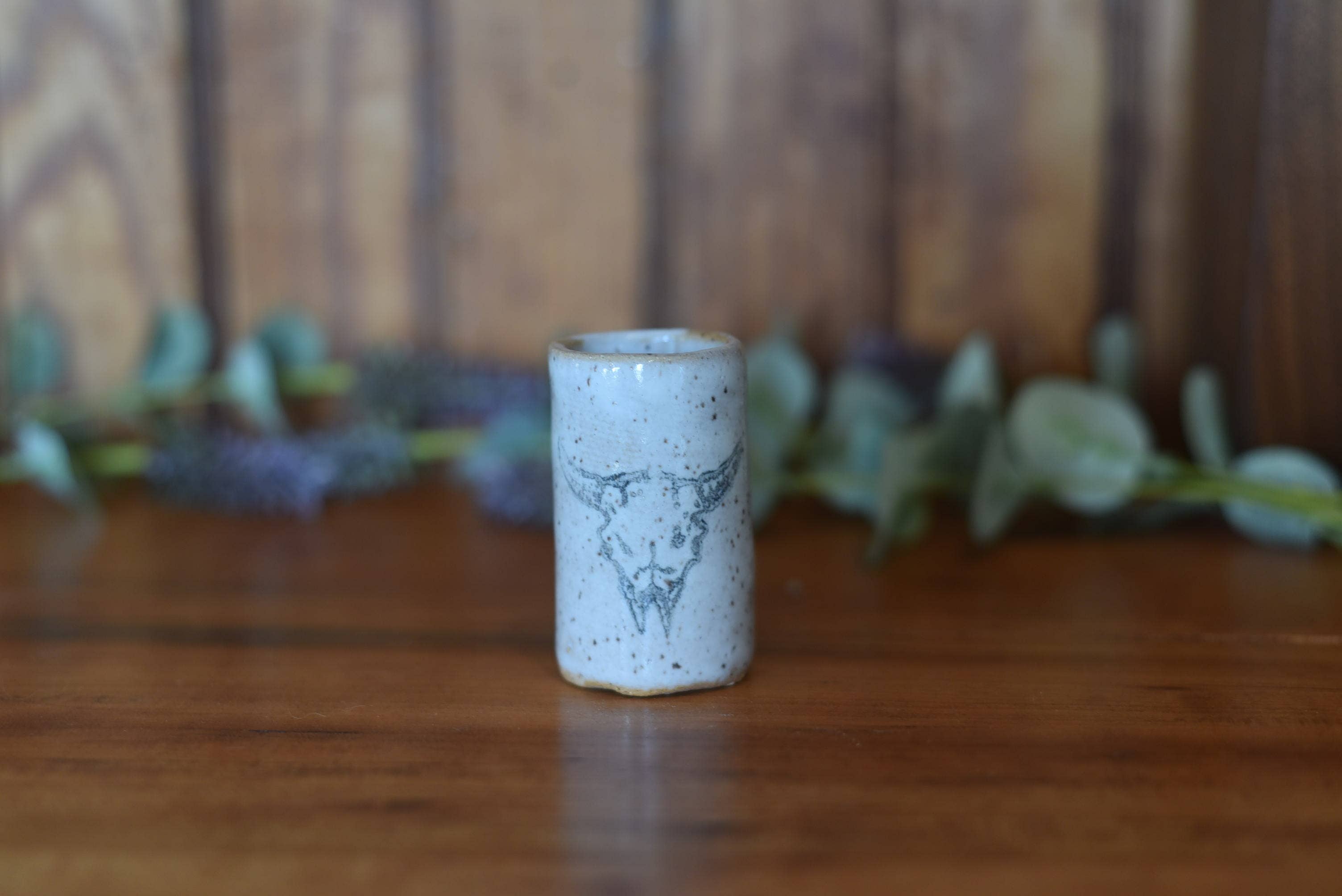 Mix Pack of Glazes Tiny Tumblers - Cattle Skull - Western - Cowboy for wholesale on Faire0