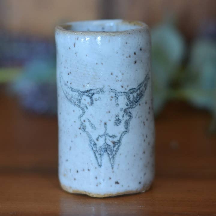Mix Pack of Glazes Tiny Tumblers - Cattle Skull - Western - Cowboy for wholesale on Faire0