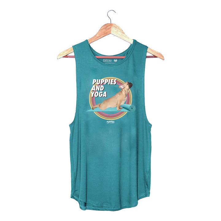 Cuccioli e materassino da yoga | Senza maniche da donna per la vendita all'ingrosso da parte di Puppies Make Me Happy