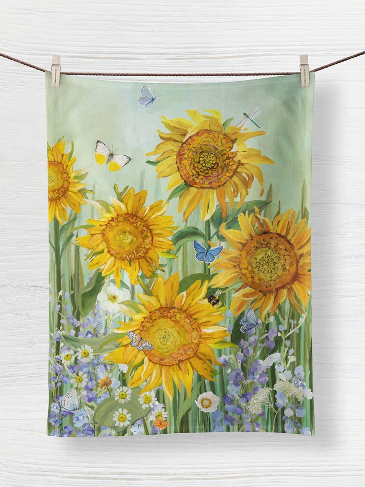 Sunflower Tea Towel for wholesale by Cathy Walters Art