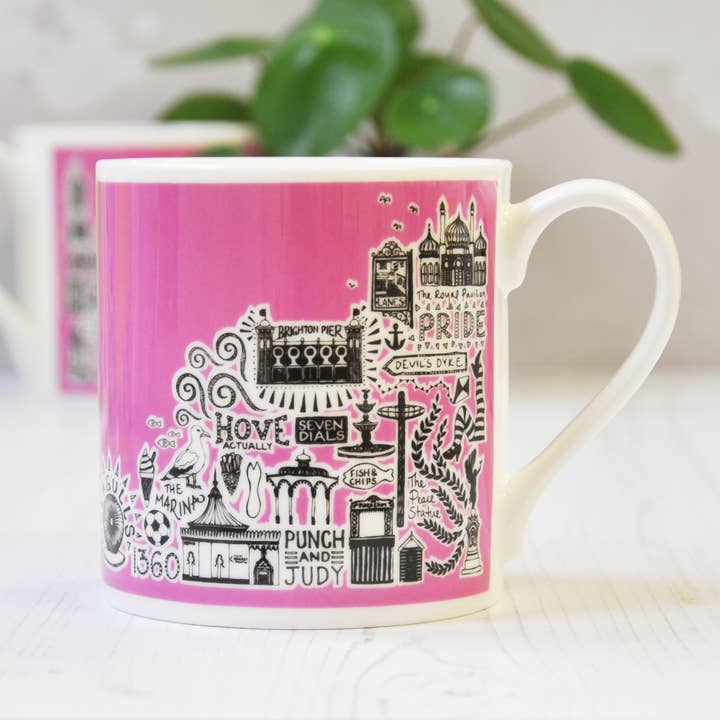 Tasse illustrée rose Brighton pour la vente par Martha Mitchell