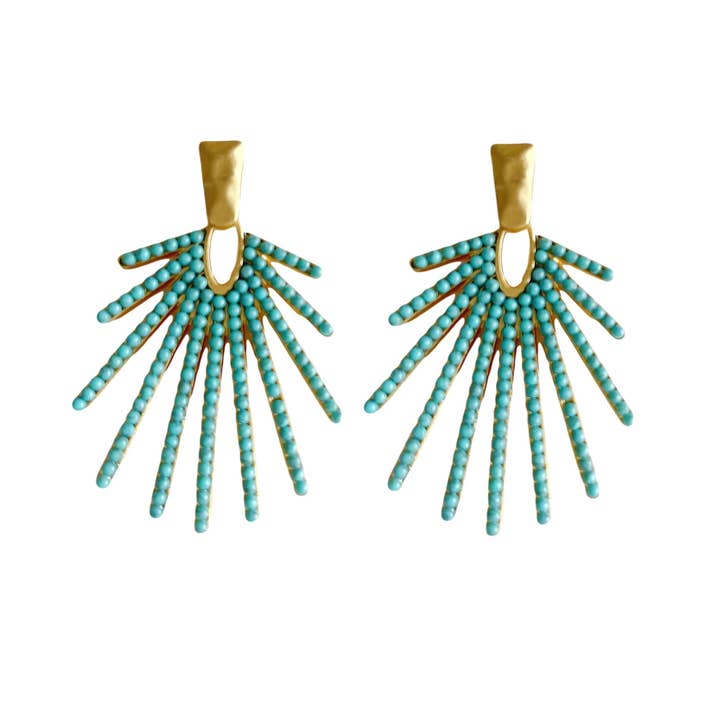 St Armands Designs of Sarasota - Wholesale Dangle Earrings - Turquoise Sunburst Statement Drop Earrings
