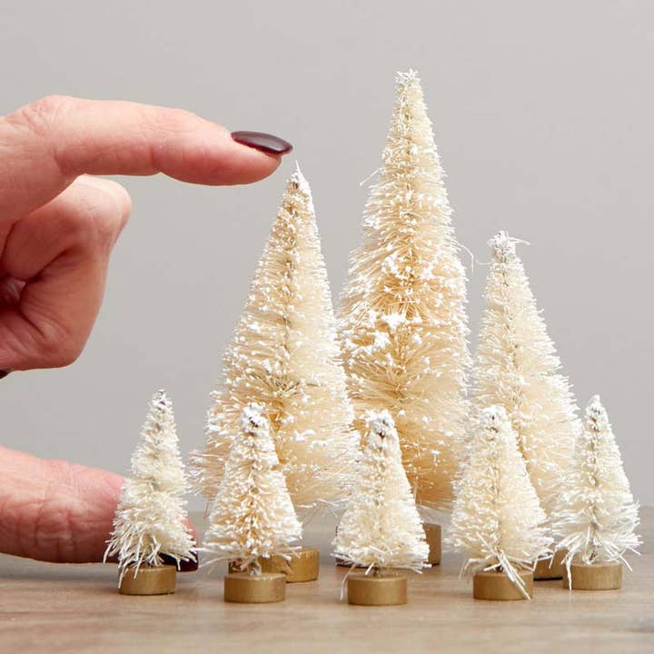 Factory Direct Craft - Wholesale Artificial Christmas Tree - Frosted Cream Bottle Brush Sisal Trees (Bag of 8)2