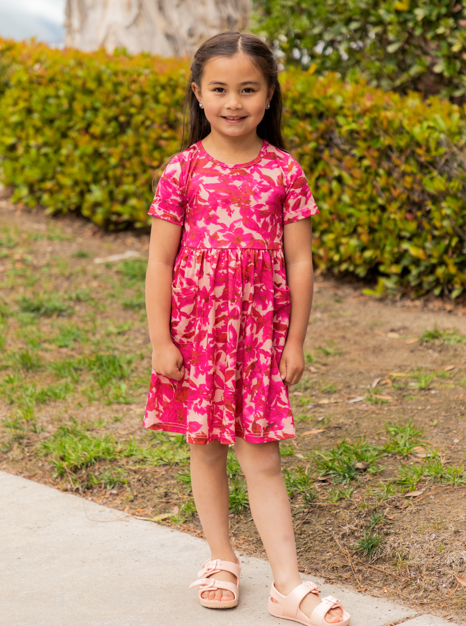 Tickled Teal - Wholesale Dress - Kids - Spring Pattern Little Girls Pocket Dress8