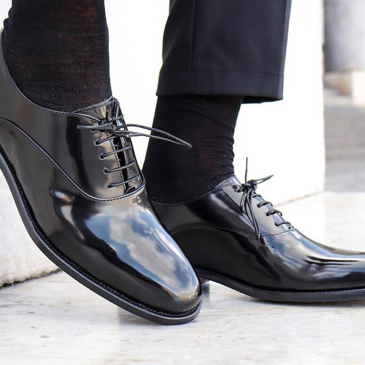 Otisopse – Großhandel Oxford-Schuhe – Herren – Schwarze Oxford-Schuhe aus gebürstetem Leder3