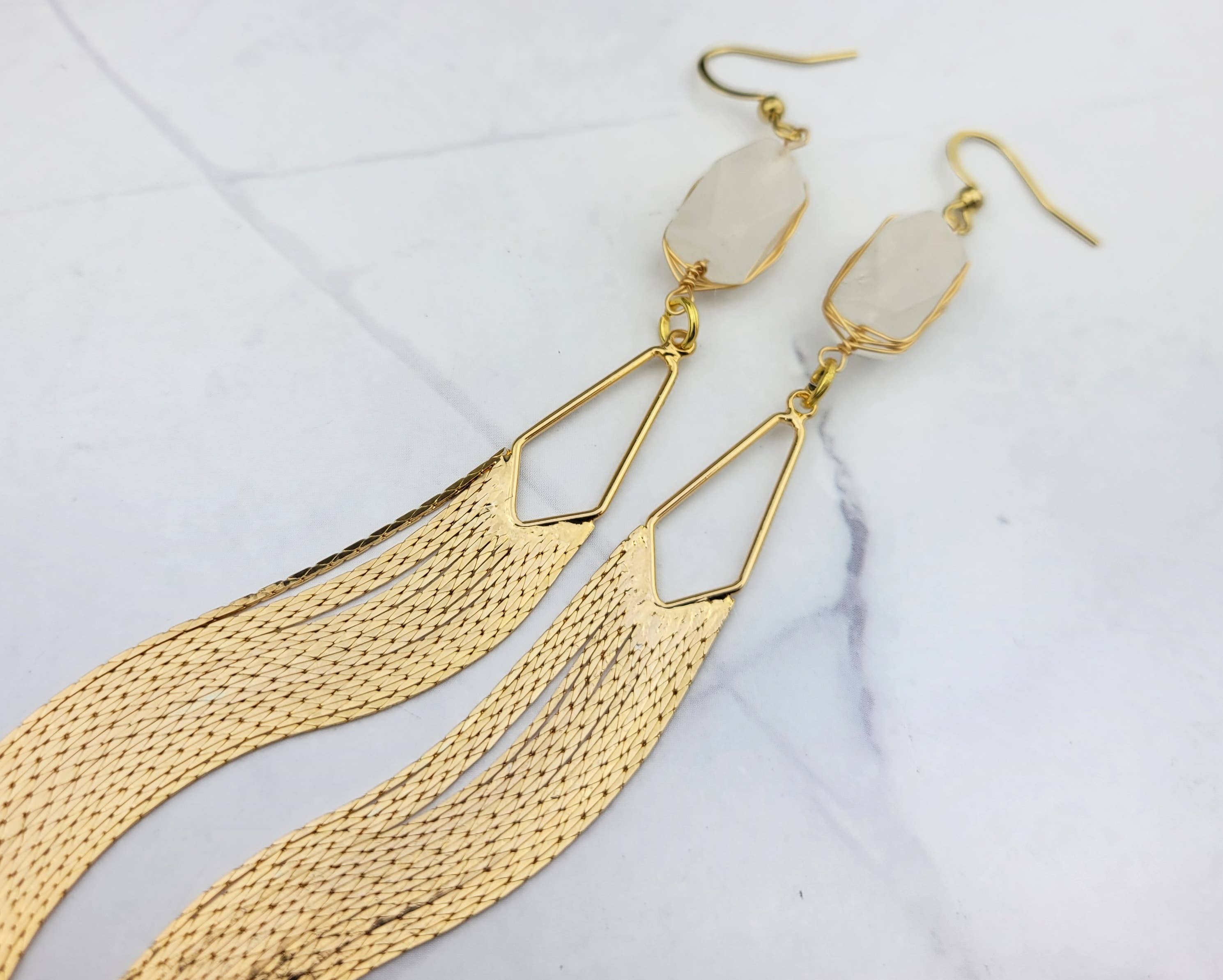 WonderLight Jewelry – wholesale Tofsörhängen – Ädelstensfransörhängen - klar kvarts/klarhet6