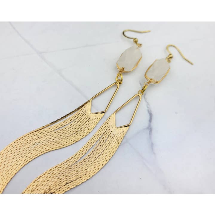 WonderLight Jewelry – wholesale Tofsörhängen – Ädelstensfransörhängen - klar kvarts/klarhet6