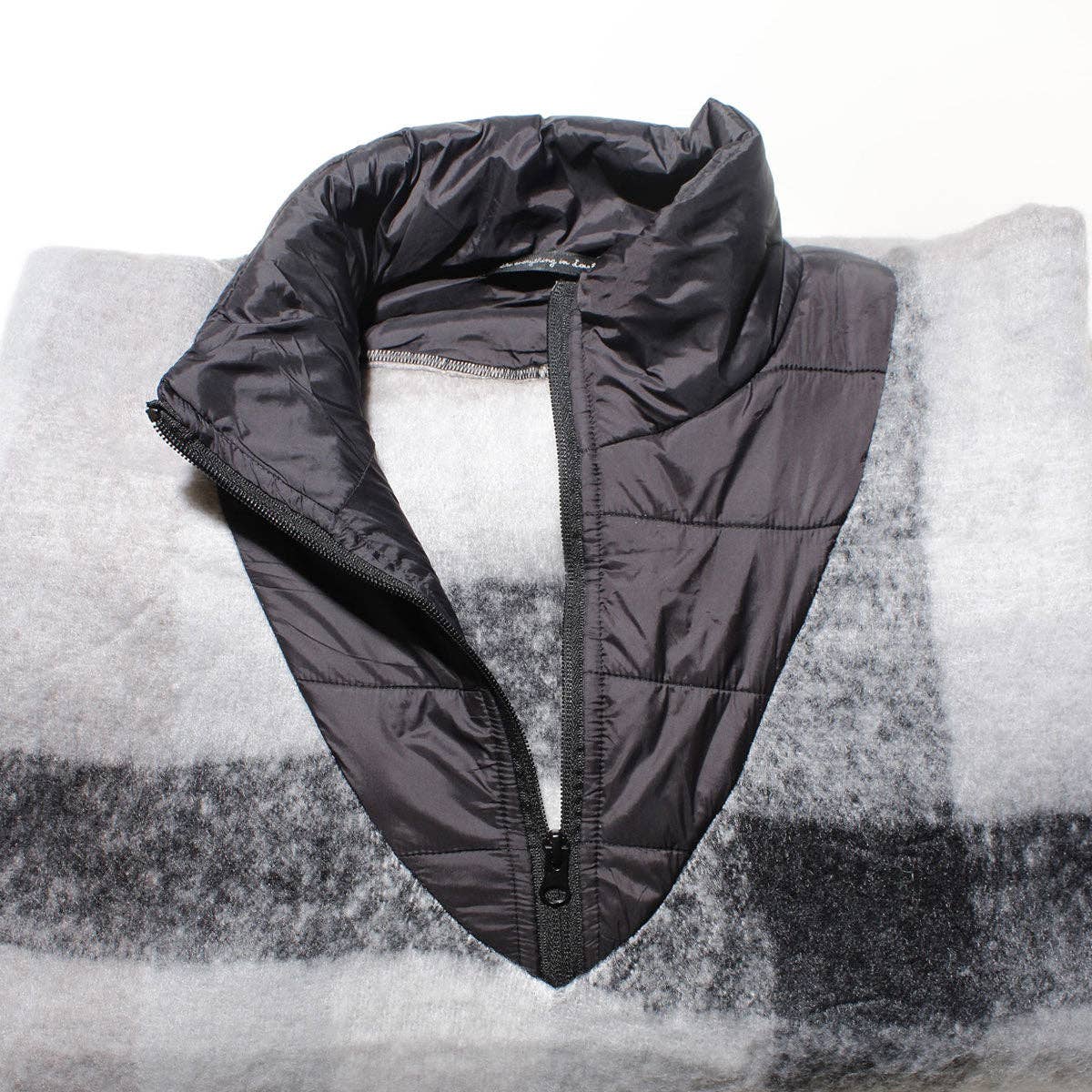 Fringe Poncho Poly Black Plaid Long Zip for Women for wholesale on Faire3