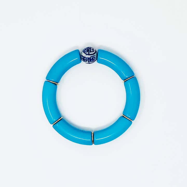 Fornash - Venta al por mayor Pulsera de cuentas - Pulsera de tubo acrílico de bambú azul de China