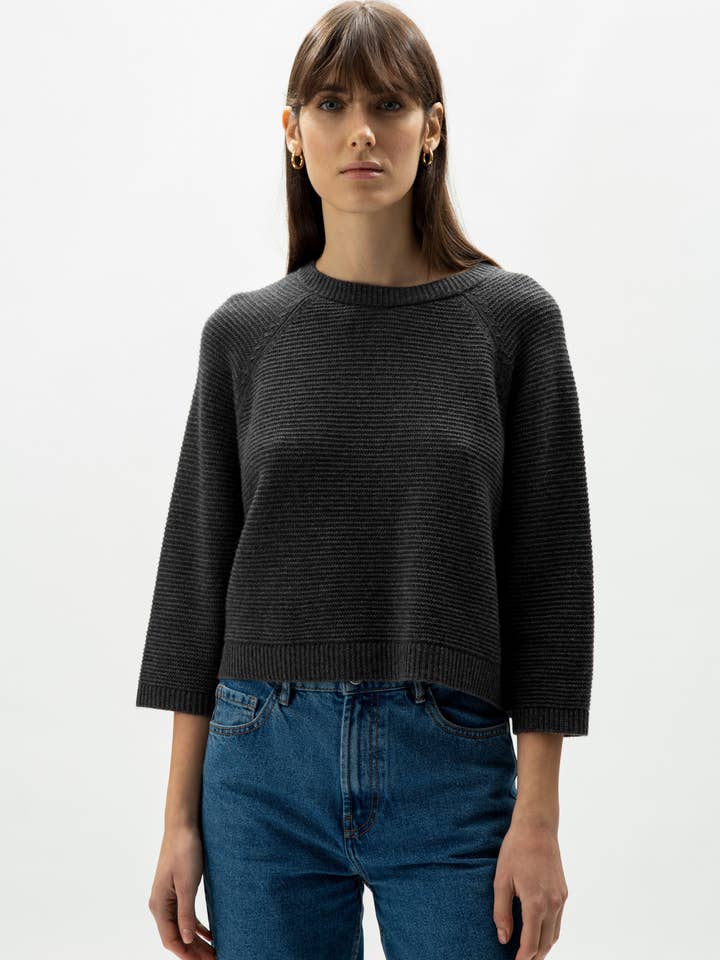 Lèmme - Wholesale Knit Sweater - Women's - Cashmere Mix Cropped 3/4 Sleeve Pullover21