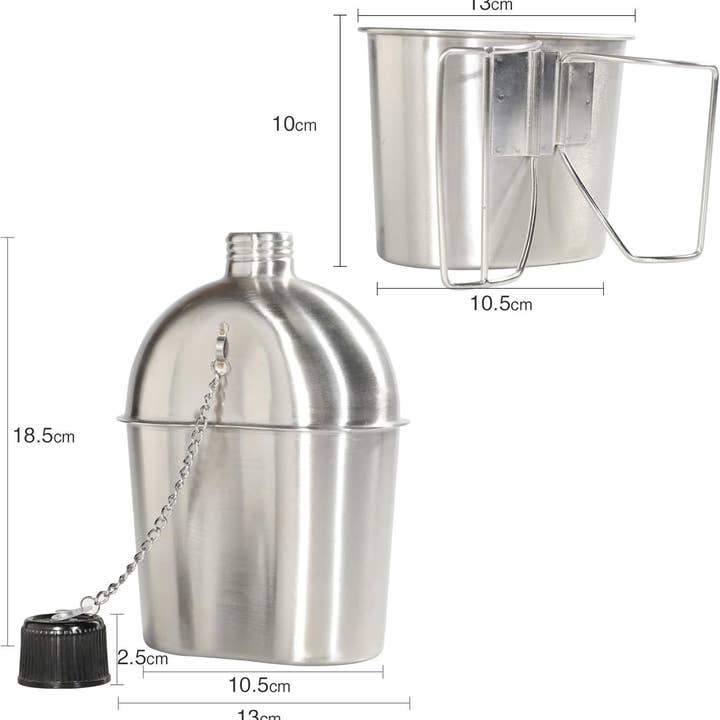 VIGOR - Wholesale Water Bottle - High Quality Stainless Steel Canteen Military with Cup and G