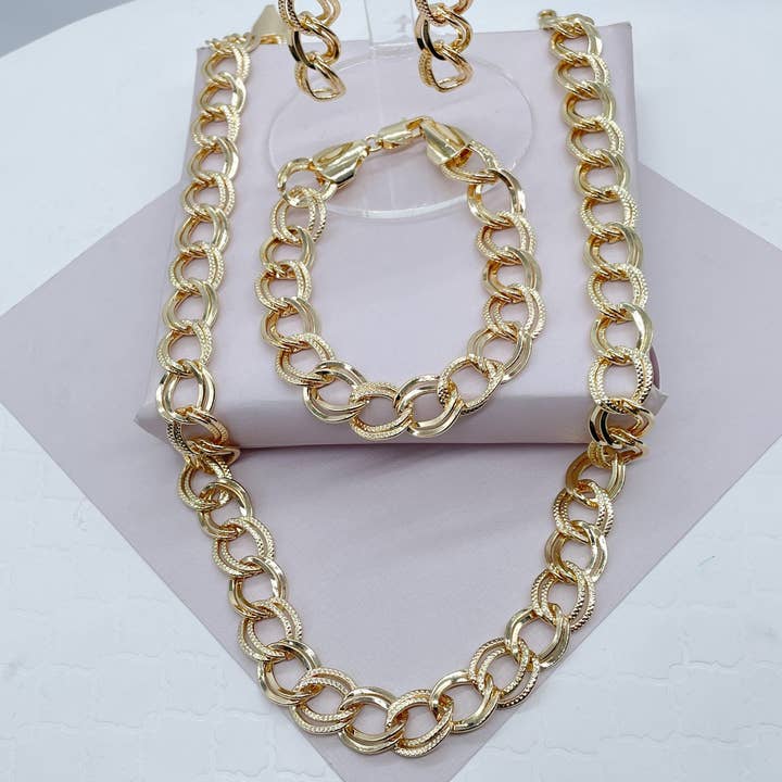 Chunky18k GF Double Rugged Link Light Set for wholesale by Milie