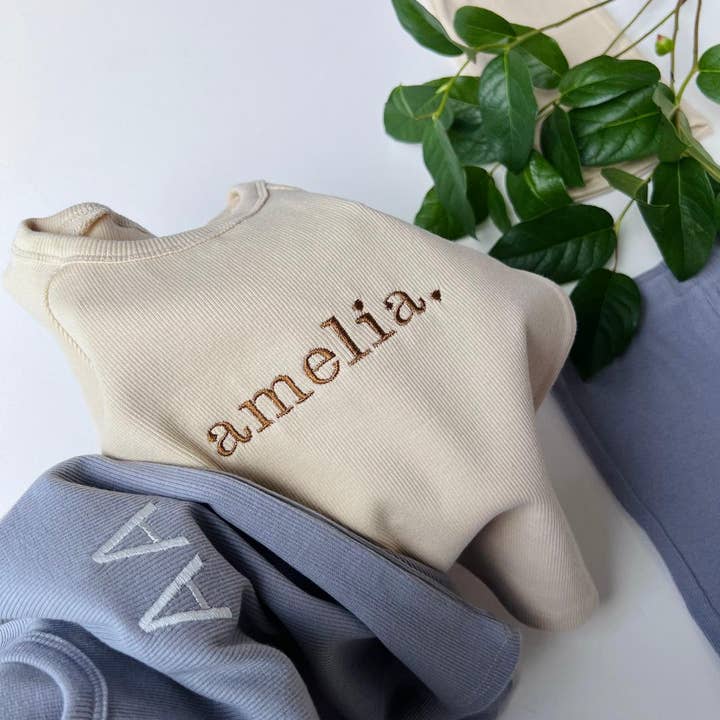 Personalize Unbranded Summer Ribbed Lounge Set Unisex Pjs and other Purchase wholesale apparel fabric. Free returns & net 60 terms on Faire trending on Faire.