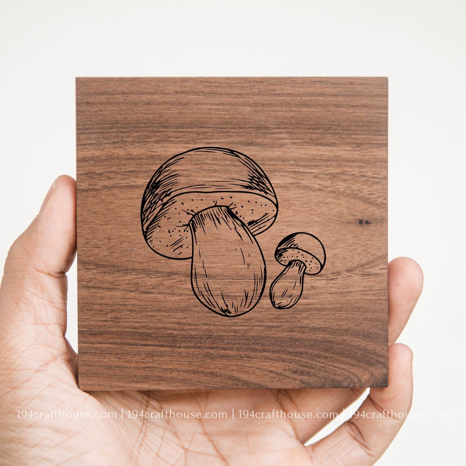 194 Craft House – wholesale Coasters – Mushroom Walnut Wood Coasters - Home Decor & Gifts0