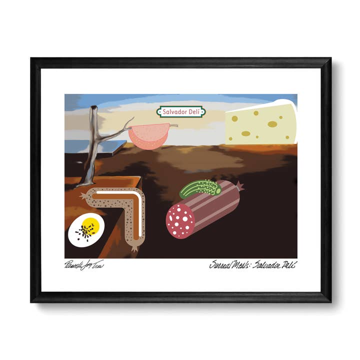 Pasto surreale-Salvador Delí Print Salvador Dali Art Parody per la vendita all'ingrosso da parte di The Art of Pamela Joy Trow