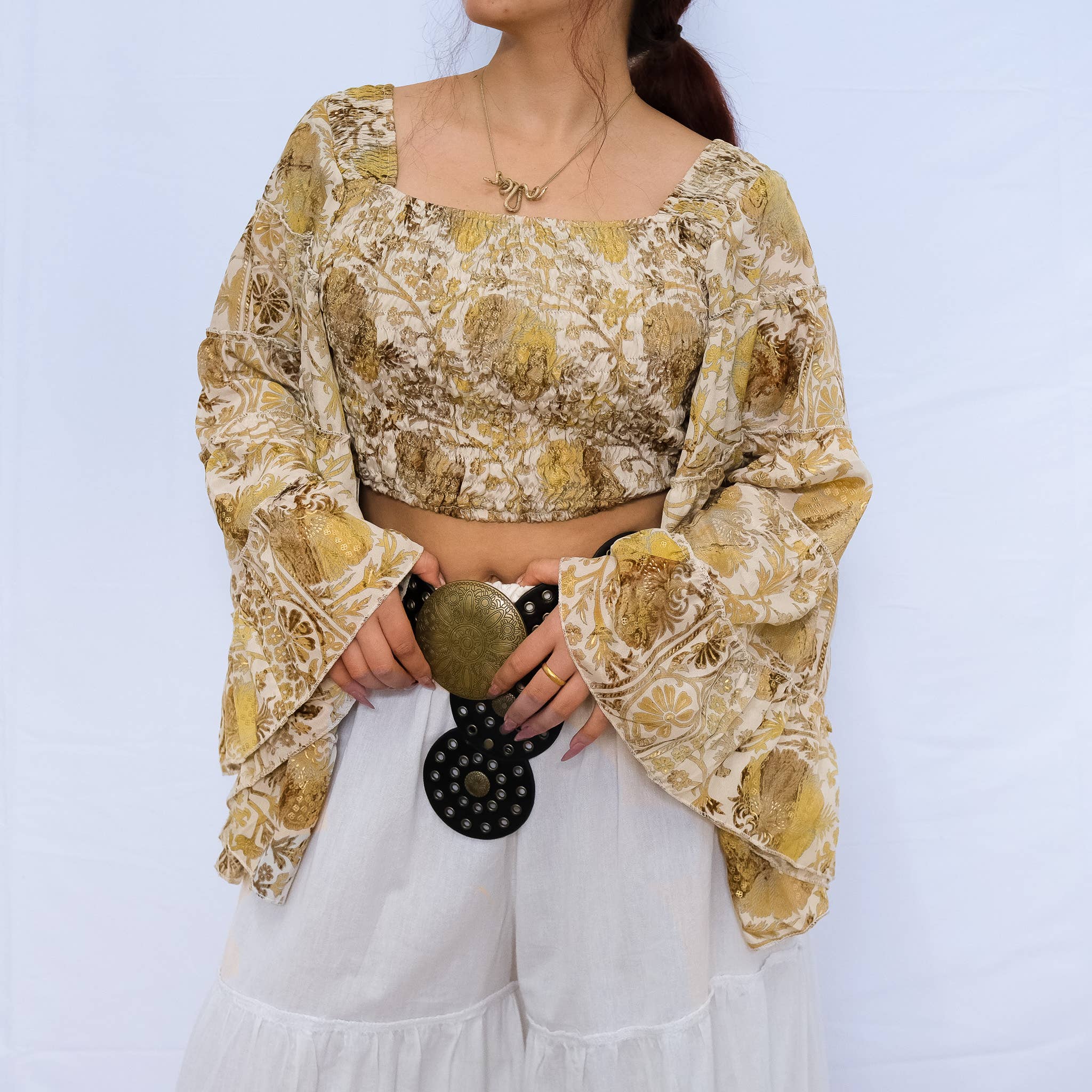 Karma Nepal Crafts - Wholesale Blouse - Women's - Bohemian Flowy Long Ruffle Sleeve Top9