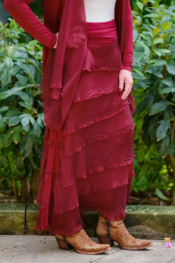 TINA Stephens Italy/Tees By Tina - Wholesale Skirt - Women's - Elisa Silk Ruffle Skirt (SL201)44