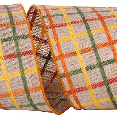 Woven Plaid Craft Tonal Wired Edge, 4 In, 10 Yards for wholesale by RELIANT RIBBON