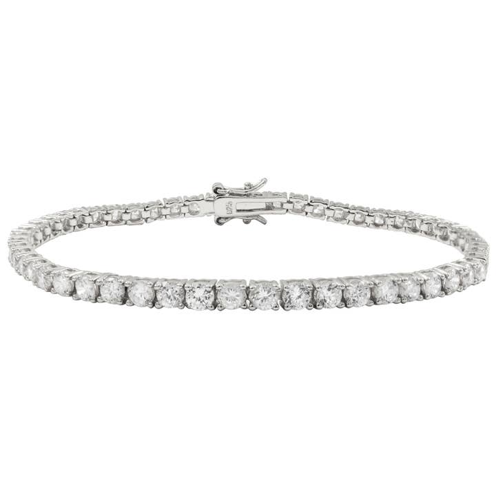 Rhodium Plated Sterling Silver AAA CZ Tennis Bracelet for wholesale by Dlux Jewels