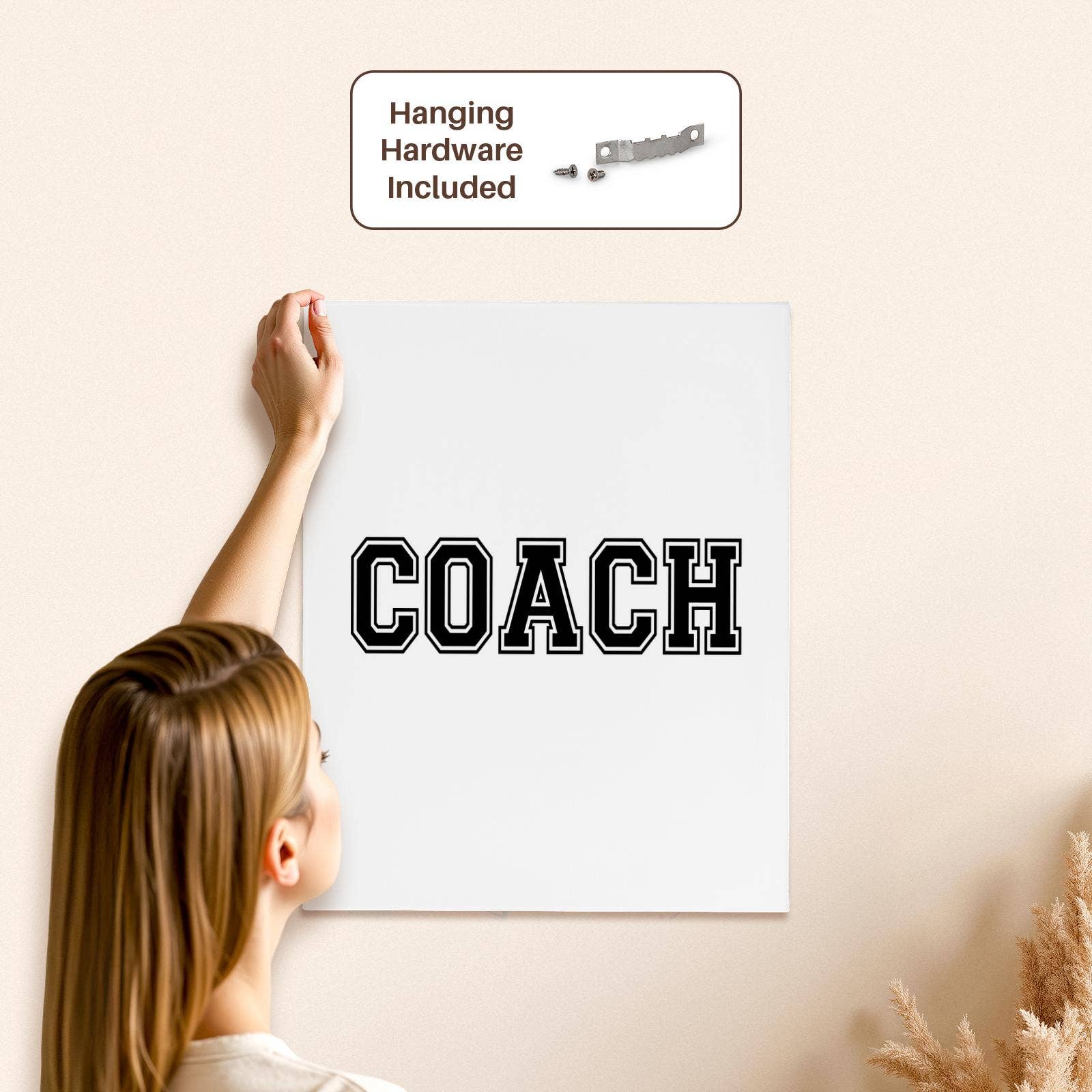 3dRose - Wholesale Art Print - 3dRose, Coach in black text - college font - PE class - Phys Ed Physical Education sports teacher in school, Museum Grade Canvas Wrap4