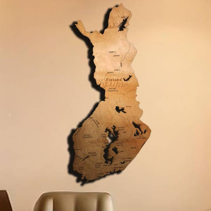 Carte en bois de Finlande pour la vente par Meridian Maps