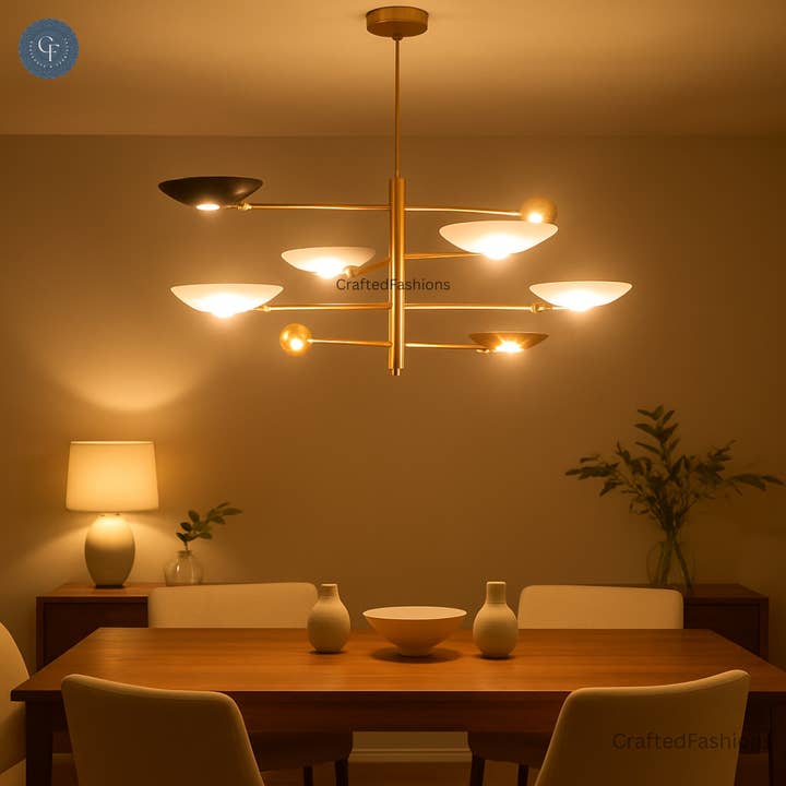 5-lys Mid-Century messing Sputnik vedhæng – Vintage lamper for engroshandel hos Crafted Fashions