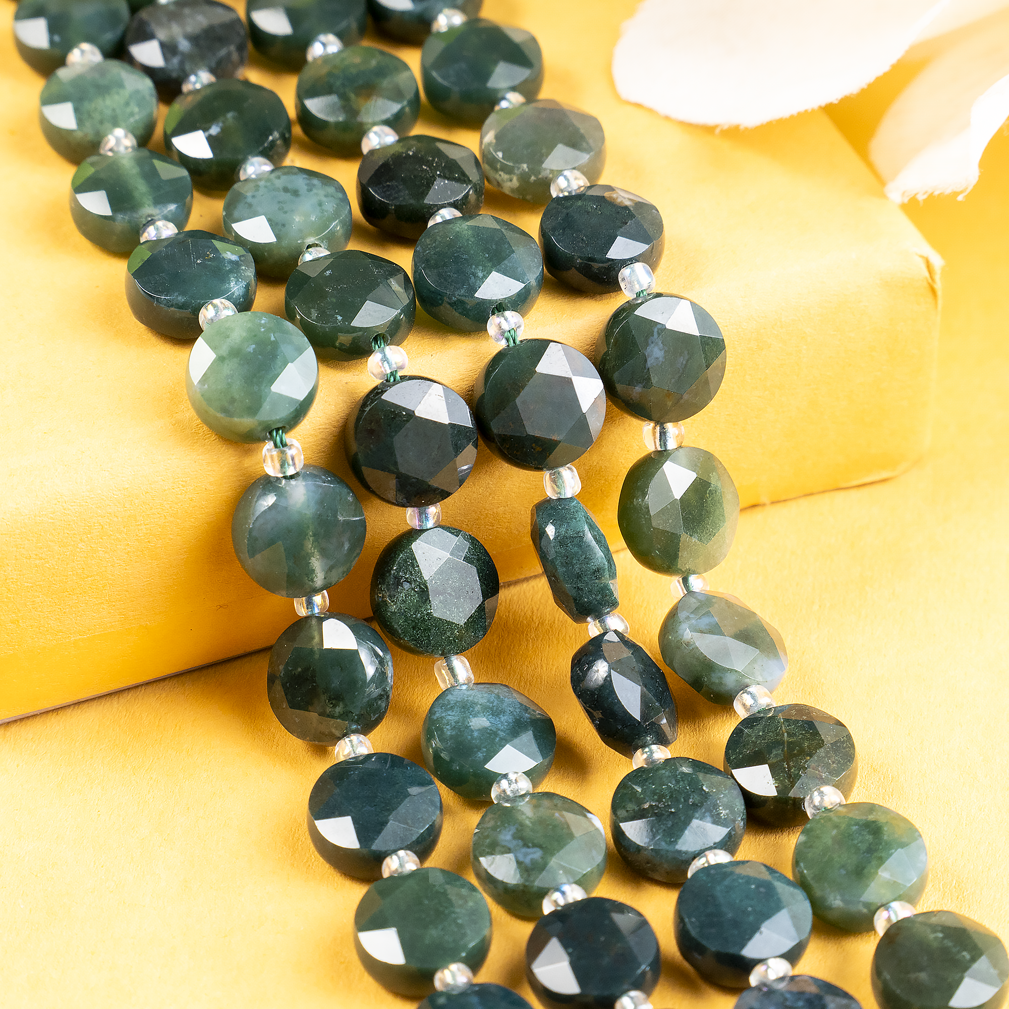 Soothing Crystals Beads - Wholesale Beads - Heishi Disc Beads | Moss Agate | Flat Crystal Beads0