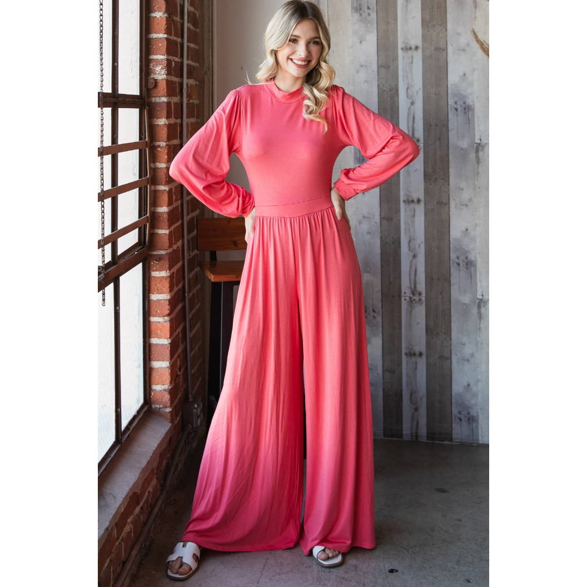 Veveret - Vente Combinaison – femme - P70590 - Combinaison à col montant et jambes larges4