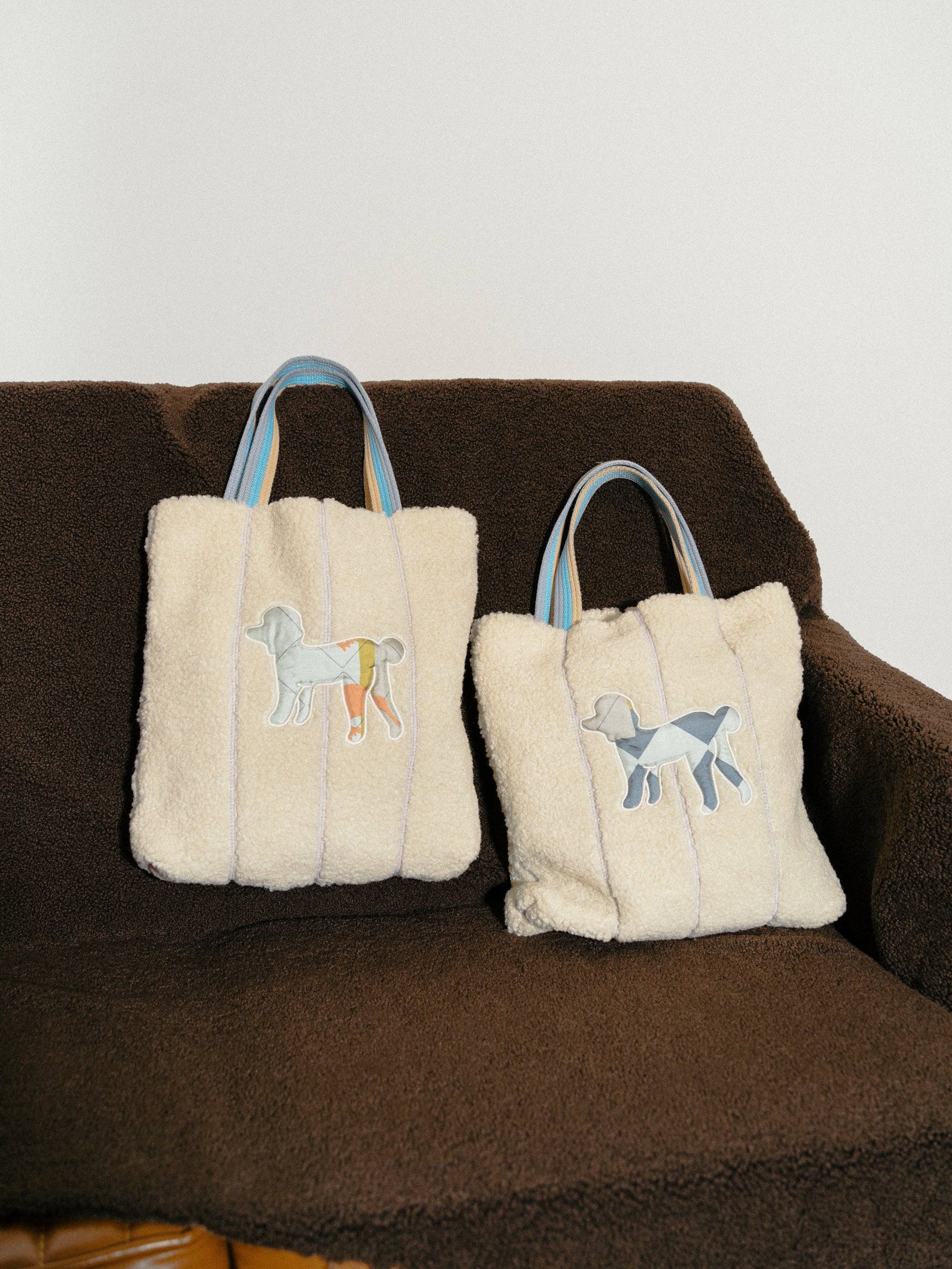 "Pan Pan" Shearling Tote Bag - White for wholesale on Faire1