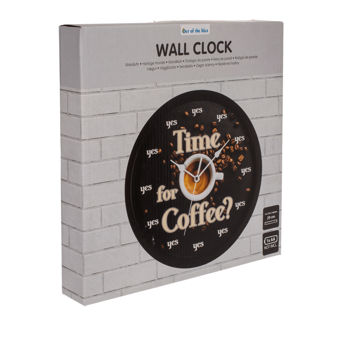 Out of the blue KG - Wholesale Wall Clock - Wall clock, Time for Coffee, D: ca. 29 cm,2