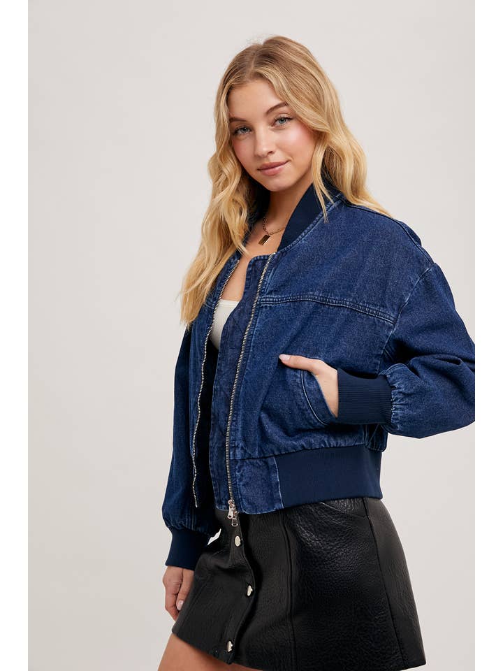 DK WASH DENIM BASEBALL BOMBER JACKET for wholesale on Faire12