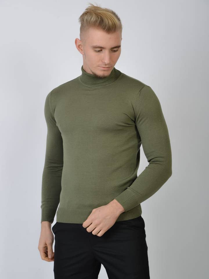 Aron Imani - Wholesale Knit Sweater - Men's - Slim fit Men's knitwear Turtleneck Made in Turkey Model 14