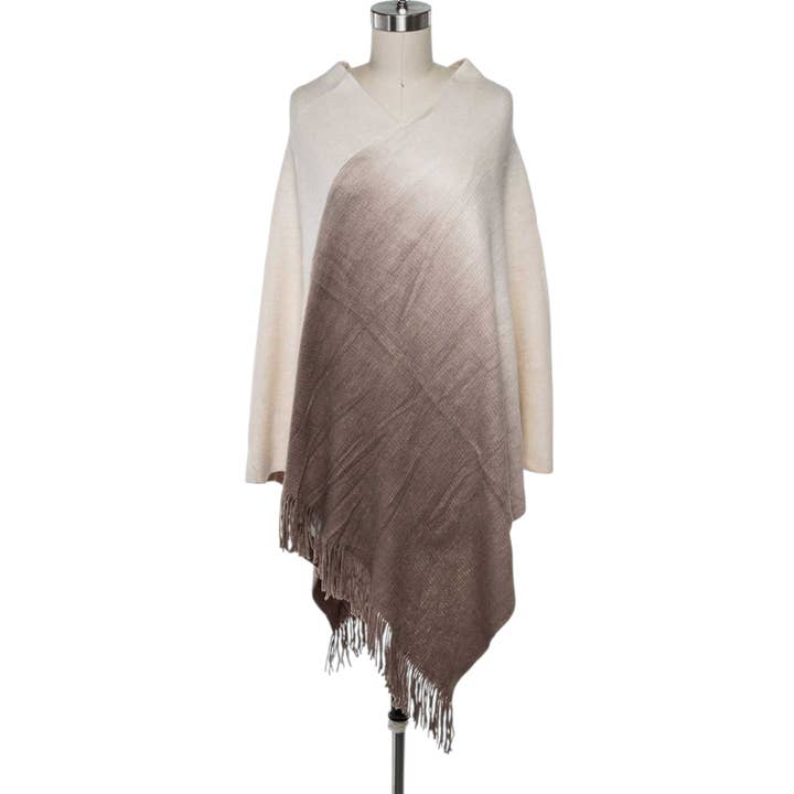 Ombre 2 Tone Soft Poncho for wholesale by LA Jewelry Plaza