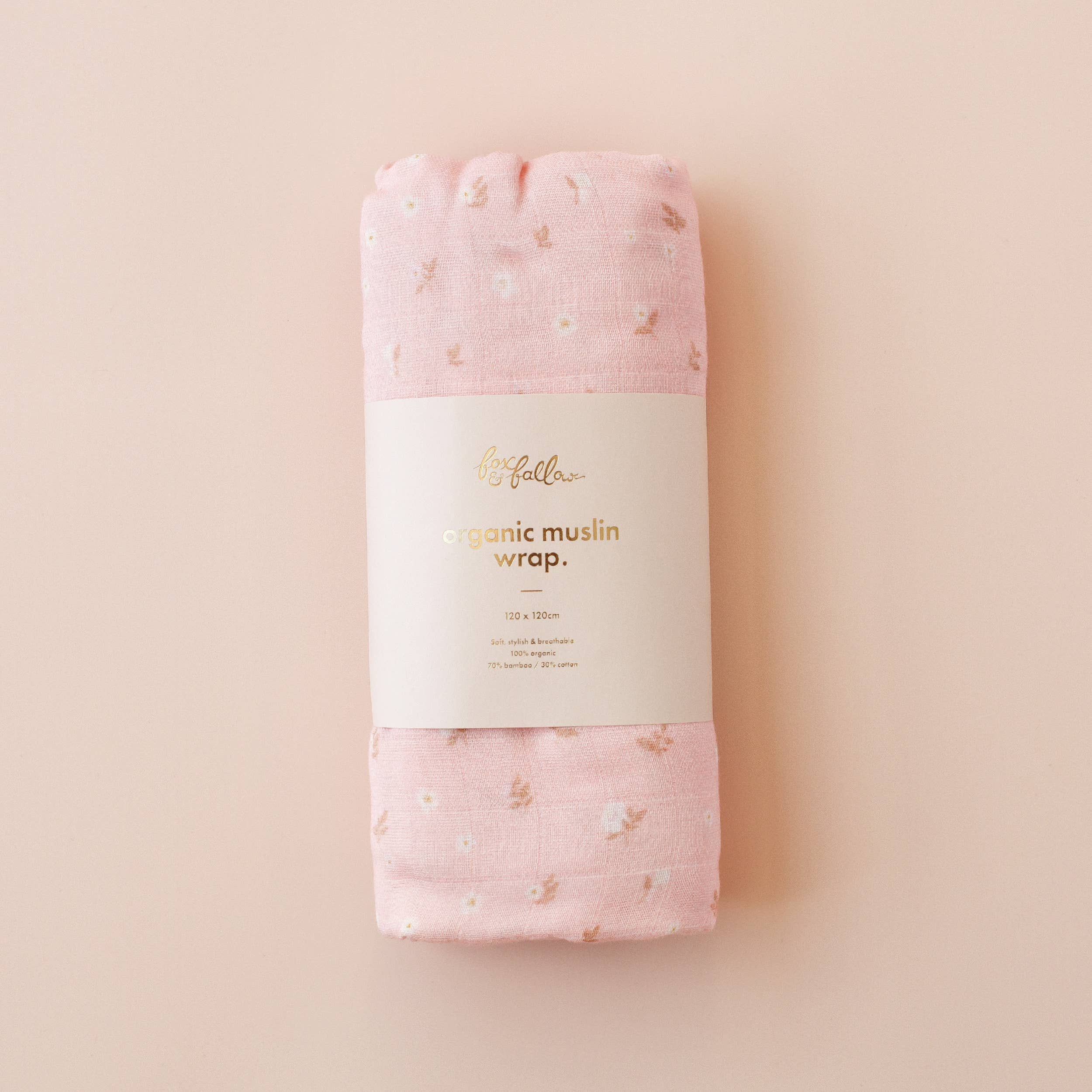 Fox & Fallow - Wholesale Swaddle – Baby - Dusty Roses Organic Muslin Wrap Swaddle