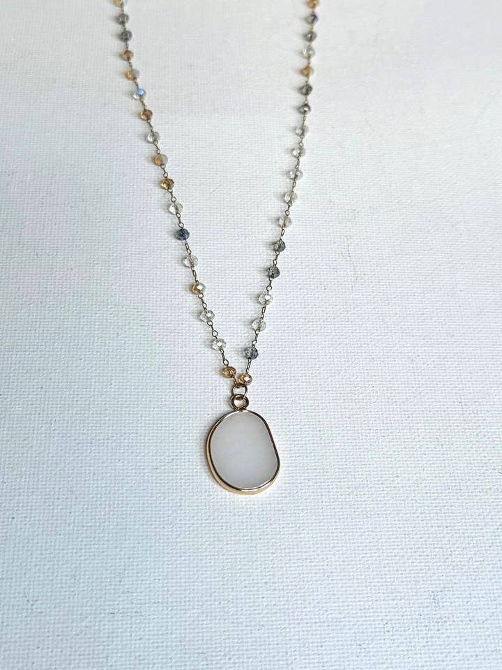 Smokey Faceted Crystal Rectangle Necklace for wholesale by D LINE