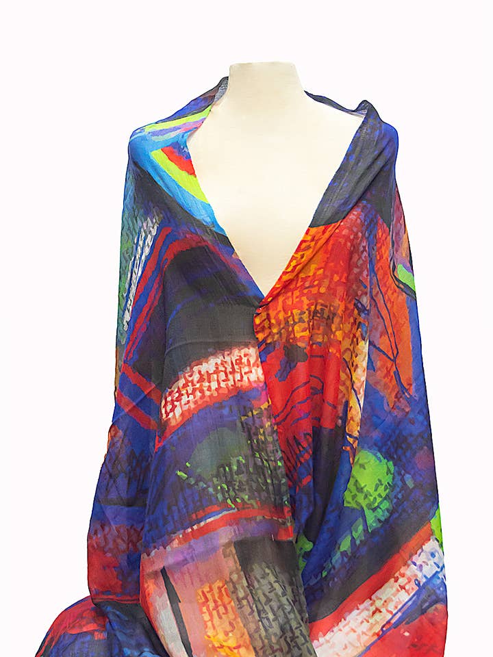 Estola em lã fina Padrão Geométrico Abstrato 3663 por atacado de ROGER LAHMY